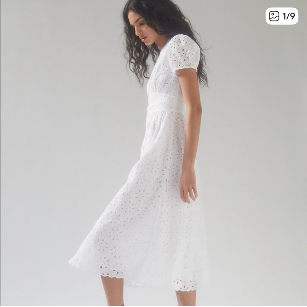 NWT Aritzia Wilfred JUBILEE White Eyelet Midi Dress